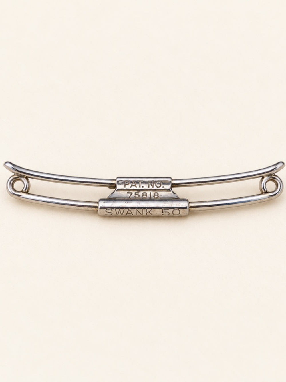 Vintage Swank 50 Silver Tone Collar Bar Clip. Era 1935-1942